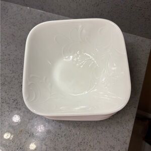 12 Corelle White Embossed Square Bowl